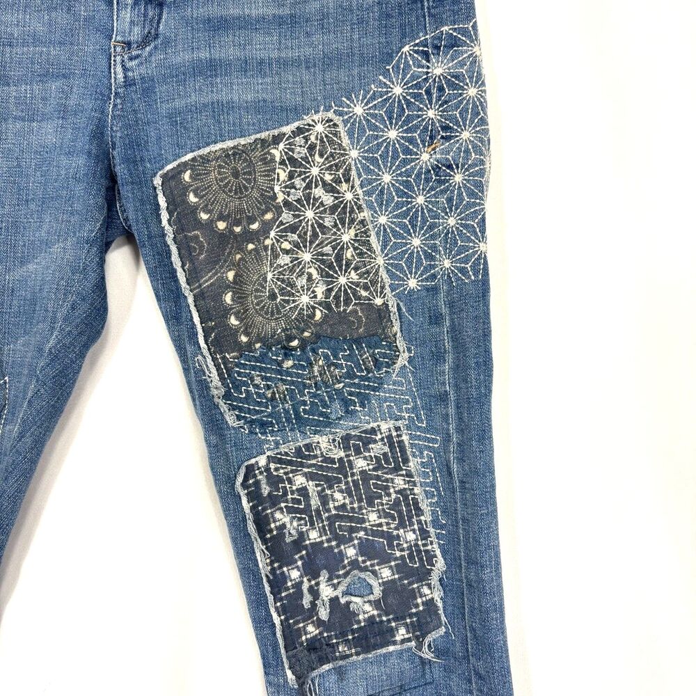 Pilcro & The Letterpress Hyphen Capri Jeans Size‎ 27 Upcycled Patchwork Festival - Picture 9 of 11